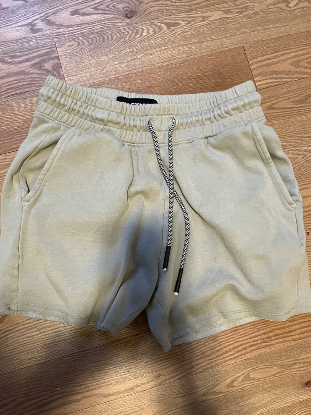 Men's Elastic Waist Athletic Shorts in Light Olive